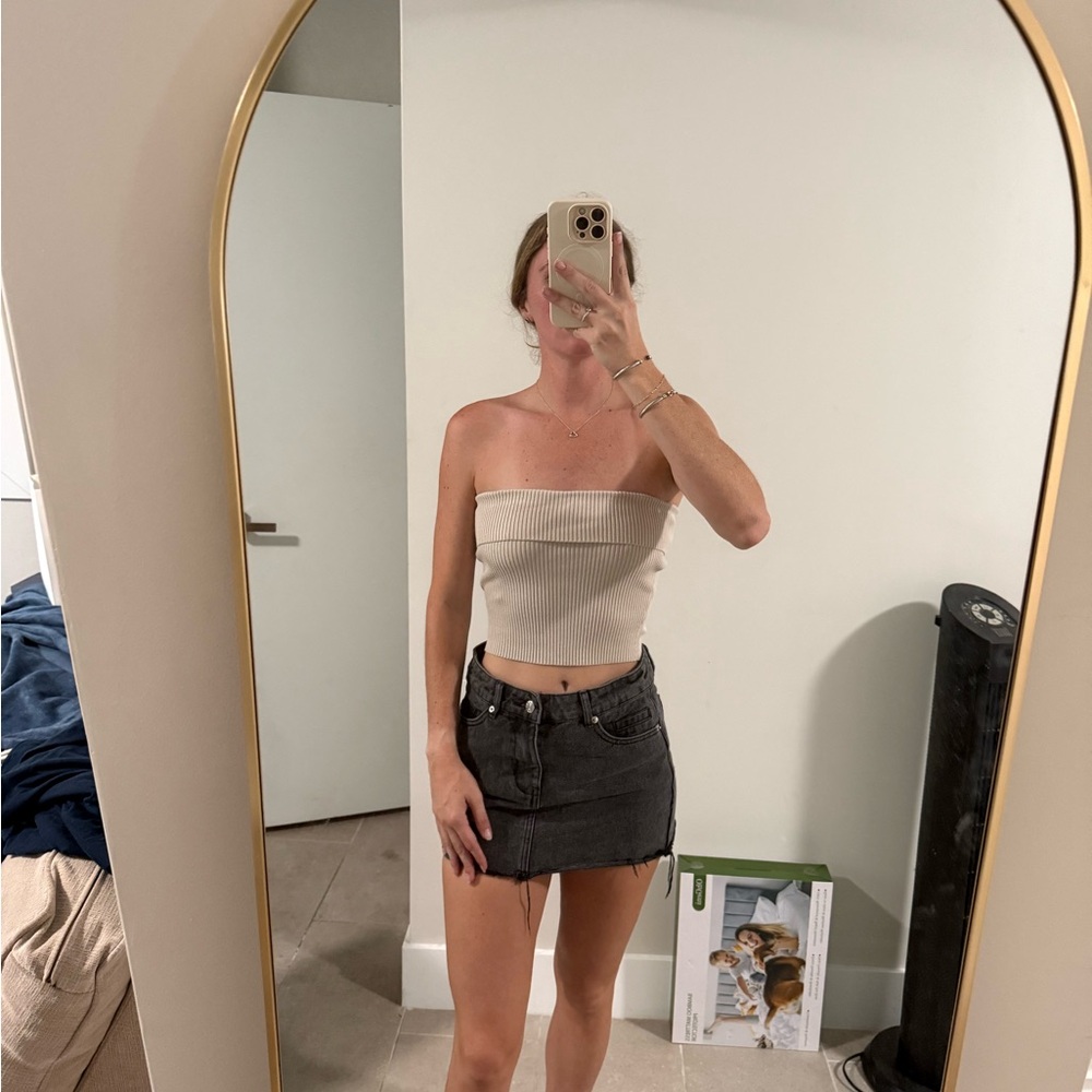 White Fox Sweater Tube Top